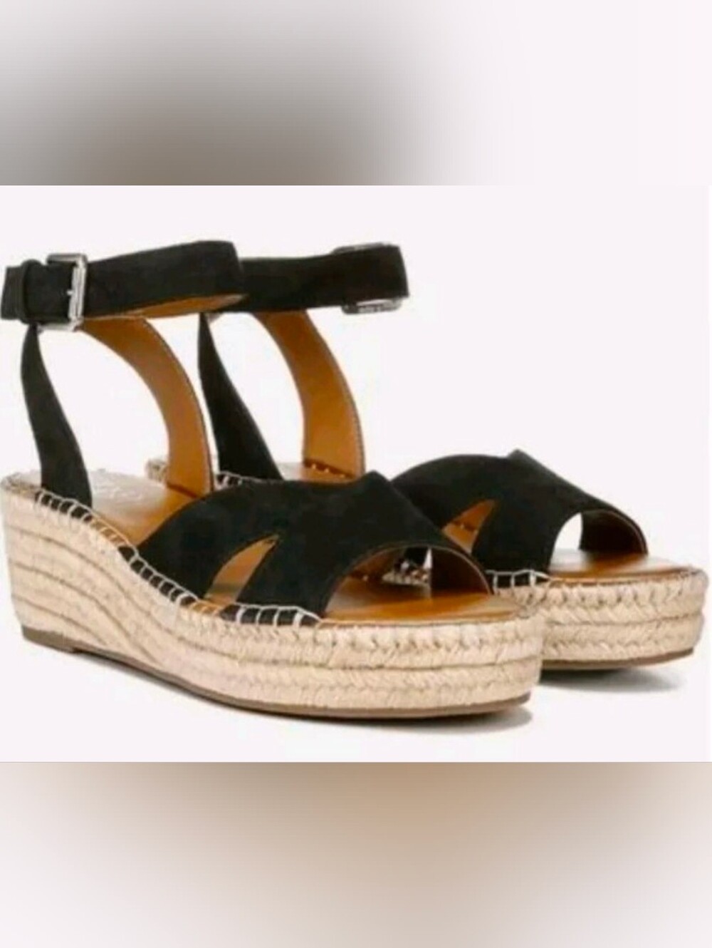 FRANCO SARTO Pellia Platform Espadrille Wedge Shoe Sandal Black Women's 9.5